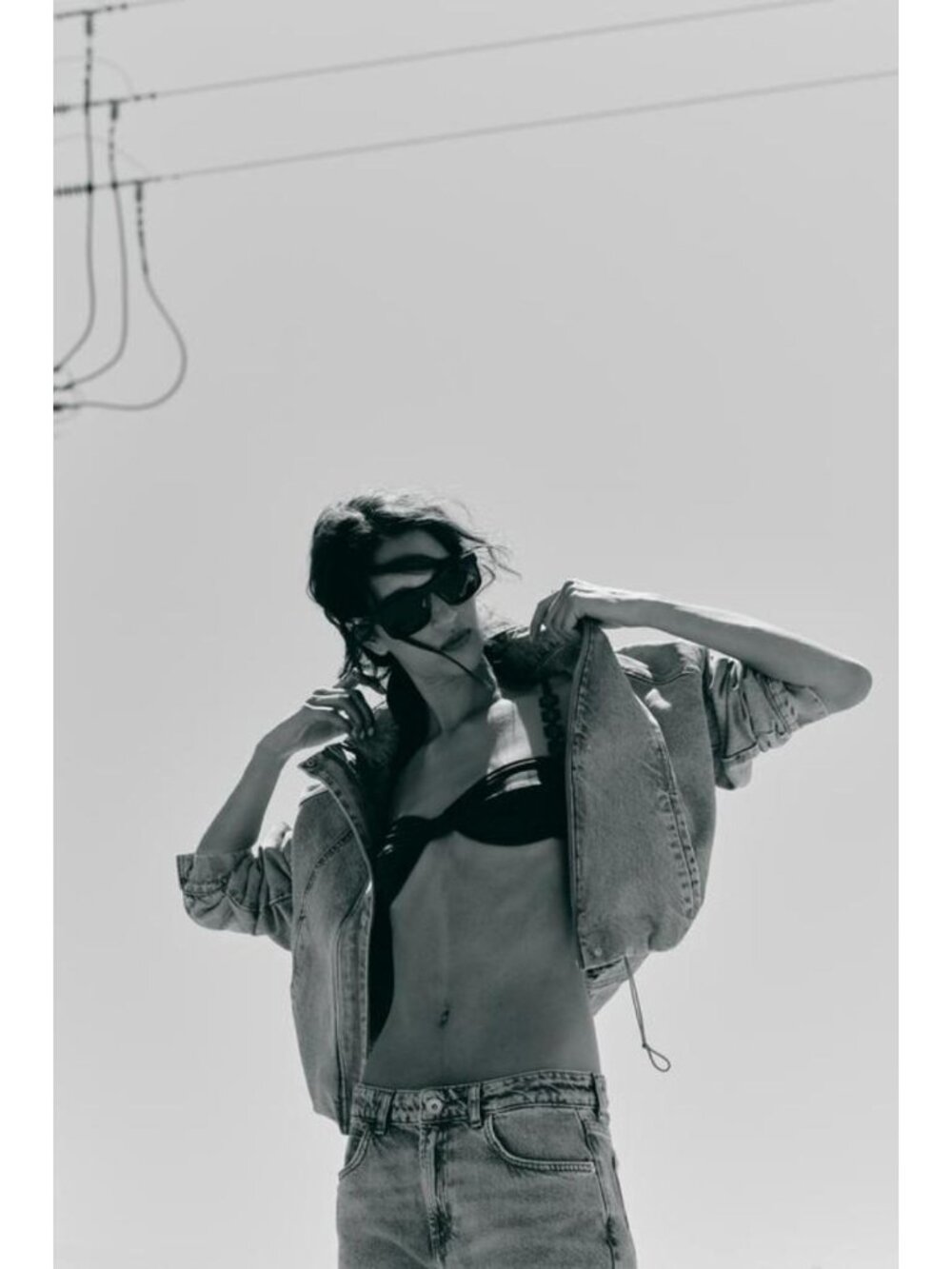 ZARA Z1975 HIGH NECK DENIM BOMBER JACKET - Picture 9 of 11